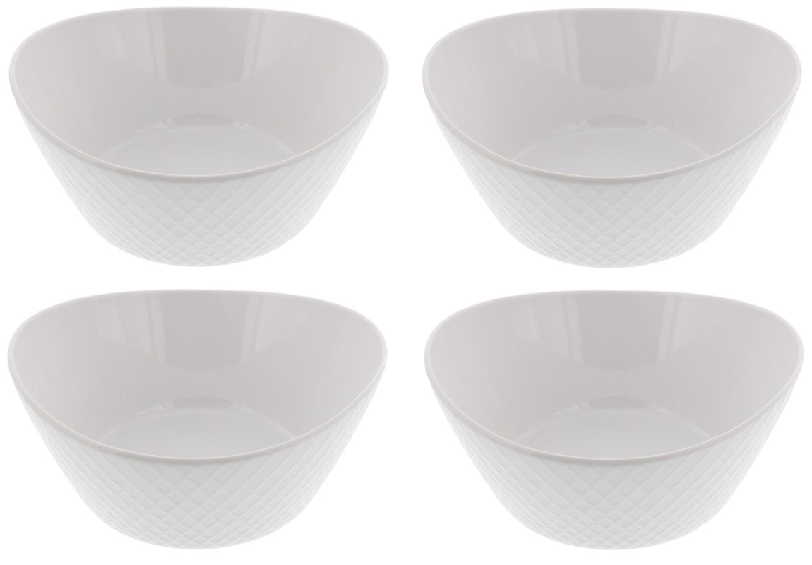Over and Back 4Piece What a Dish Porcelain Serving Bowls Set w/ Diamond Pattern Design  Microwave, Dishwasher & Oven Safe  De