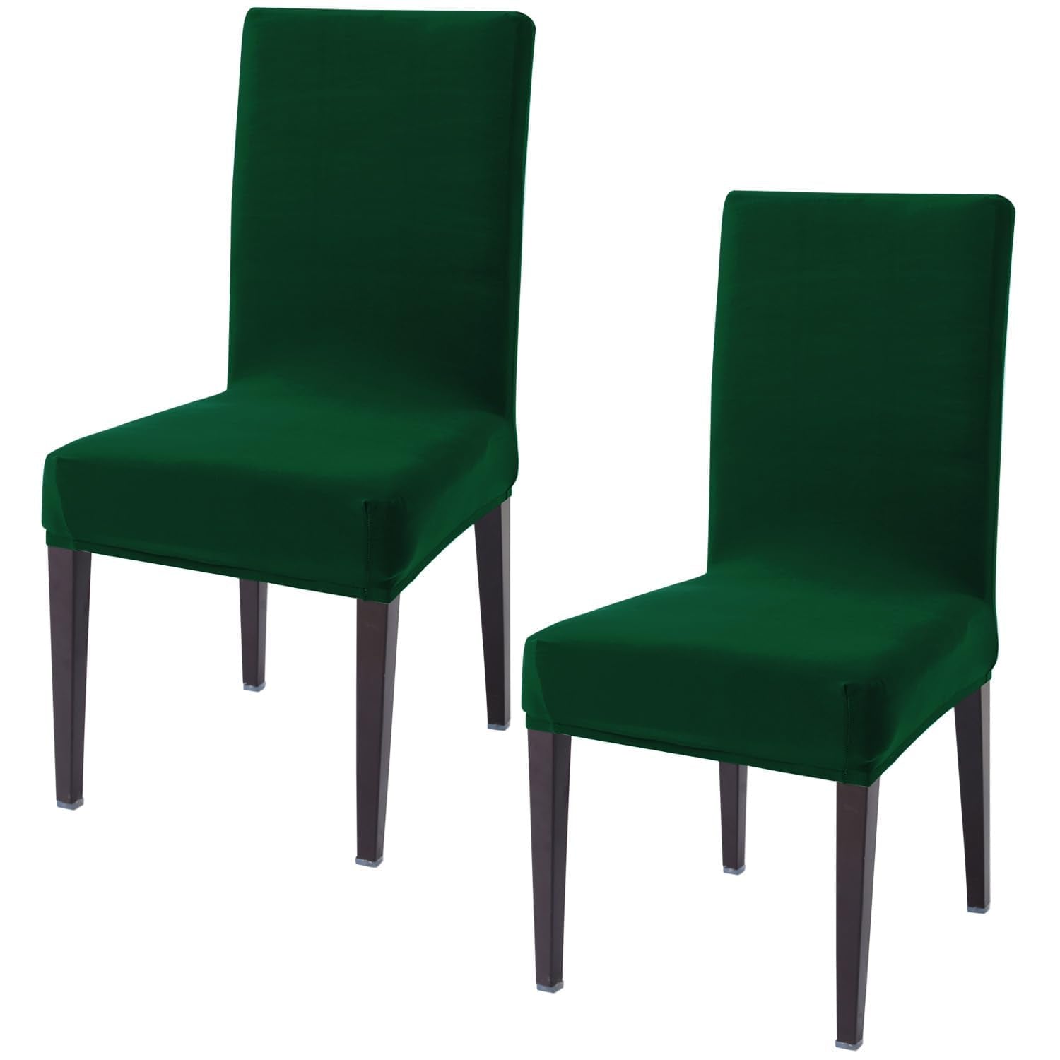 Hokipo 2 Dining Chair Cover Seater Stretchable Elastic Slipcovers, Bottle Green (New-4281-E25*2)