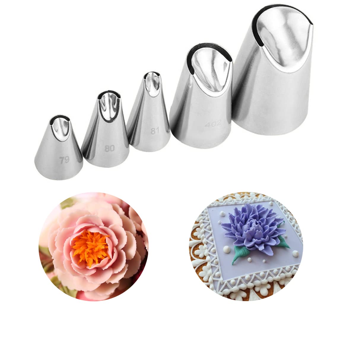 Chrysanthemum Pastry Tips,Rose Flower Piping Tips Set,Tulip Frosting Tips Buttercream Decoration,Icing Piping Pastry Nozzles For