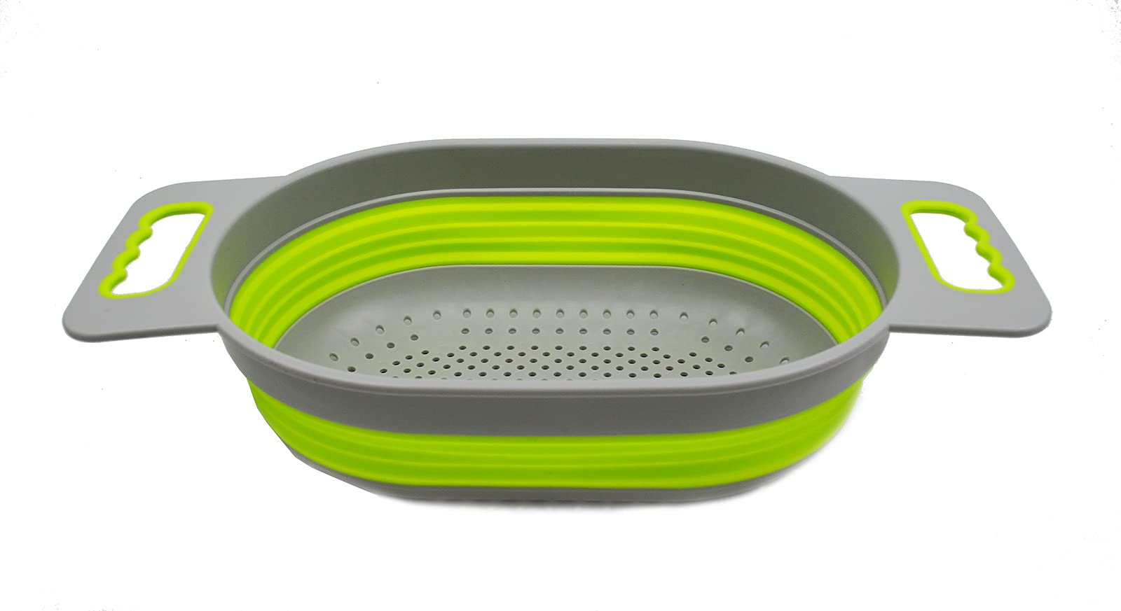 Sammart 5L (1.3 Gallon) Over The Sink Oval Colander (1, Grey/Fluorescent Green)