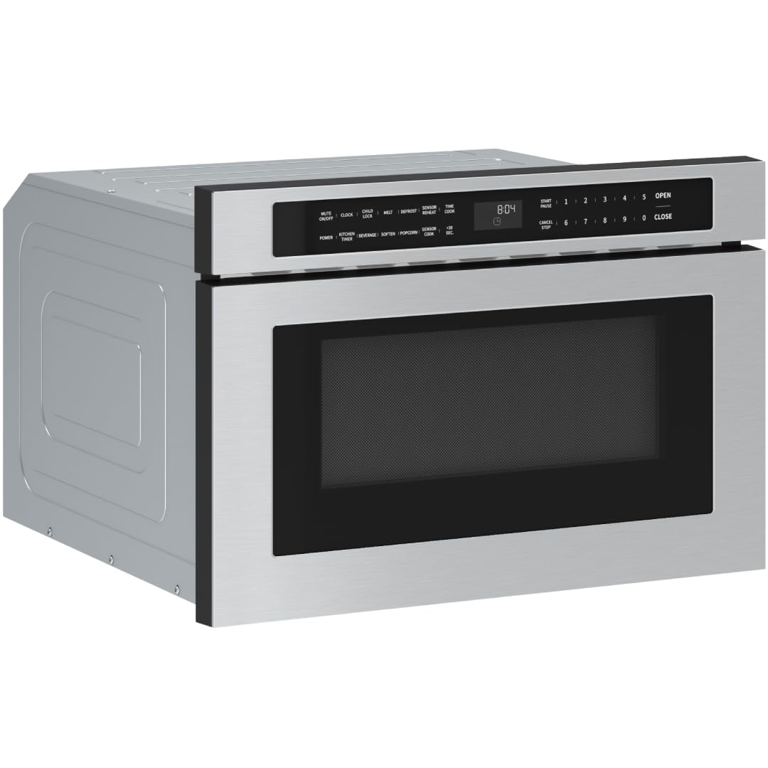 Zephyr 24 inch Built In Drawer Microwave Oven Under Cabinet - Integrated, Wall Mount, Under Counter Pull Out Microwave Drawer 1.