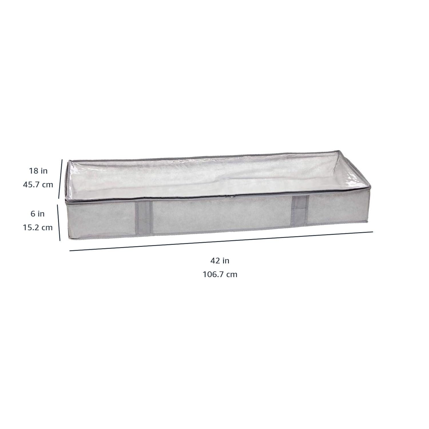 Amazon Basics Under Bed Fabric Storage Container Bags with Window and Handles - 2-Pack, 18 x 42 x 6 Inches, Gray