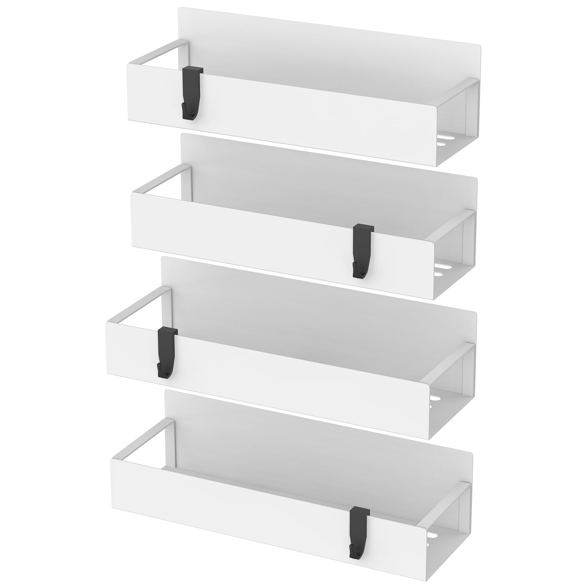 Huggiegems 4 Pack Magnetic Spice Storage Rack Organizer For Refrigerator And Oven, White Fridge Organizers And Storage