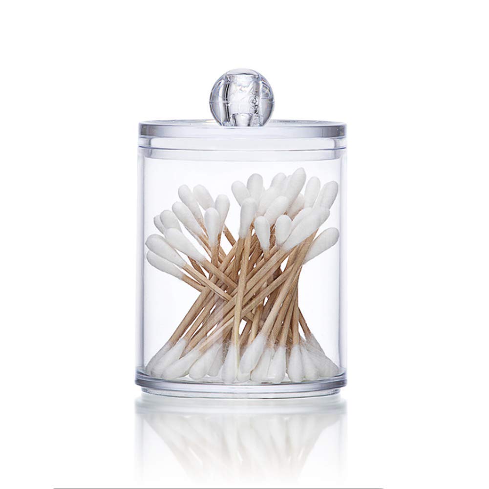 2Pc Clear Round Cotton Swab Dispenser Holder Makeup Cotton Swab Storage Box Case Organizer Container For Qtips, Toothpicks, Cott