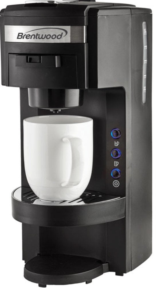 Brentwood Coffee Maker With Travel Mug, K-Cup Single Serve, Black