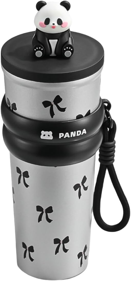 Dangfly Panda Style 700Ml Water Bottle For Kids | Leakproof Travel Sipper | Bpa-Free | Reusable Cute Design Tumbler | 304 Stainl
