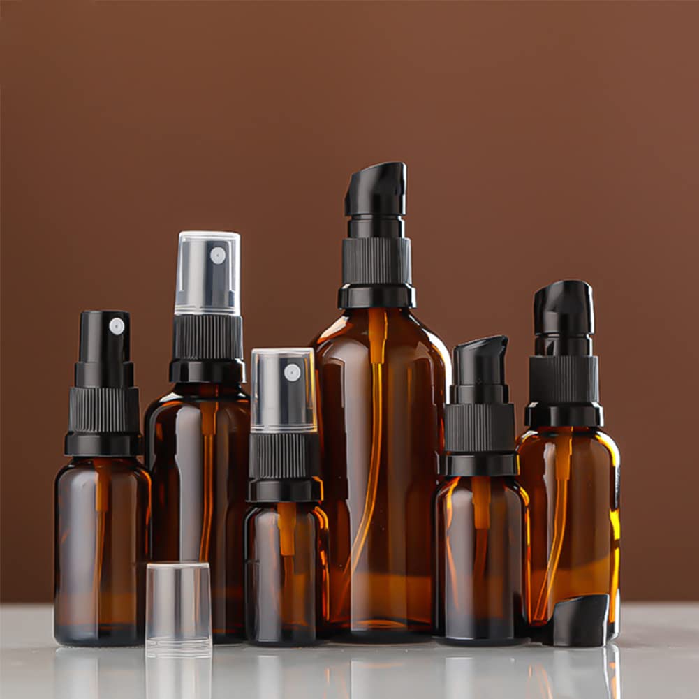 Bamboopack 6Pcs 15Ml/0.5Oz Empty Amber Glass Spray Bottles Refillable Small Fine Mist Spray Bottles Mini Travel Size Container S