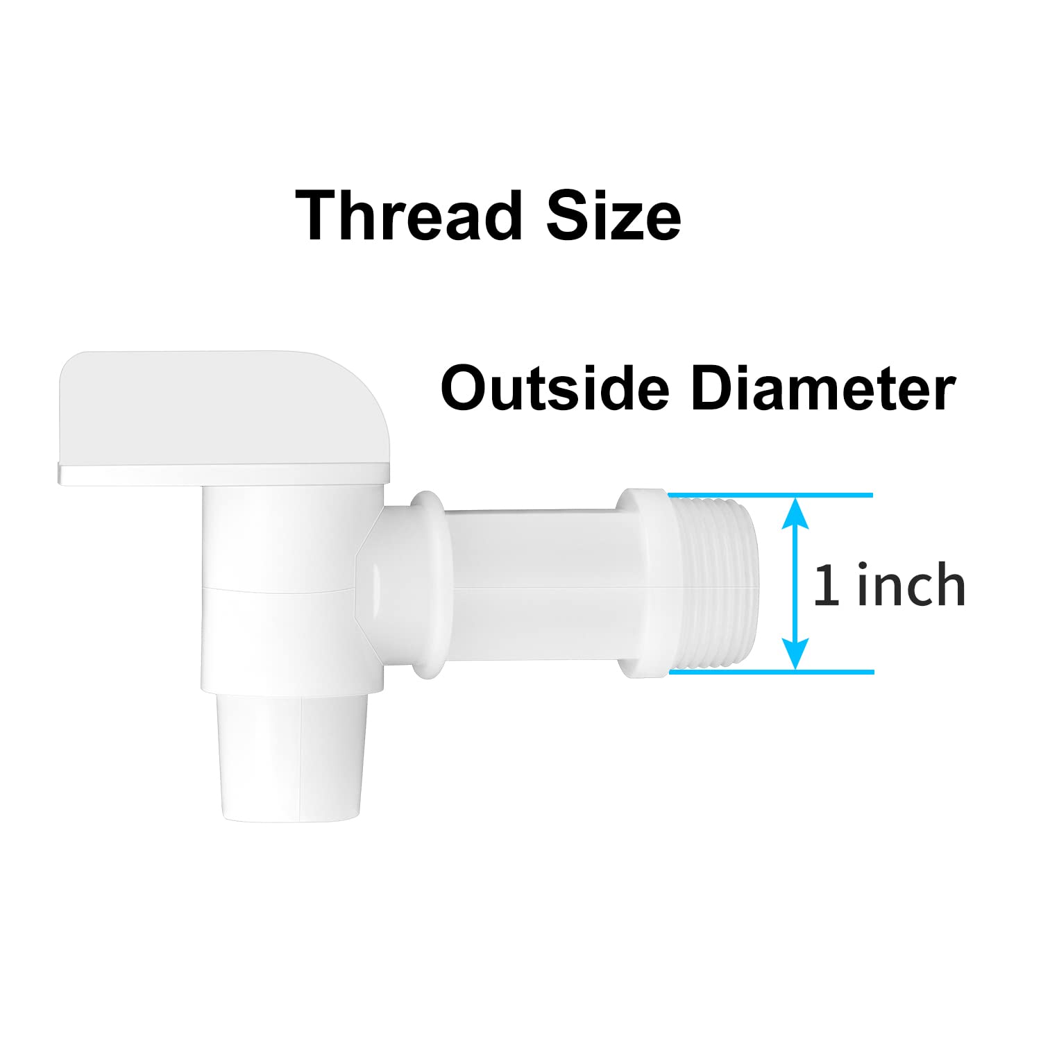 PowGrow Spigot Faucet Drum Faucet  White Flow 3/4 Plastic Faucet Spigot for 5  6 Gallon Plastic Drums  Durable Polyethylene Material Barrel Faucet Replacement Spigot 1 Inch Thread Size  5-Pack
