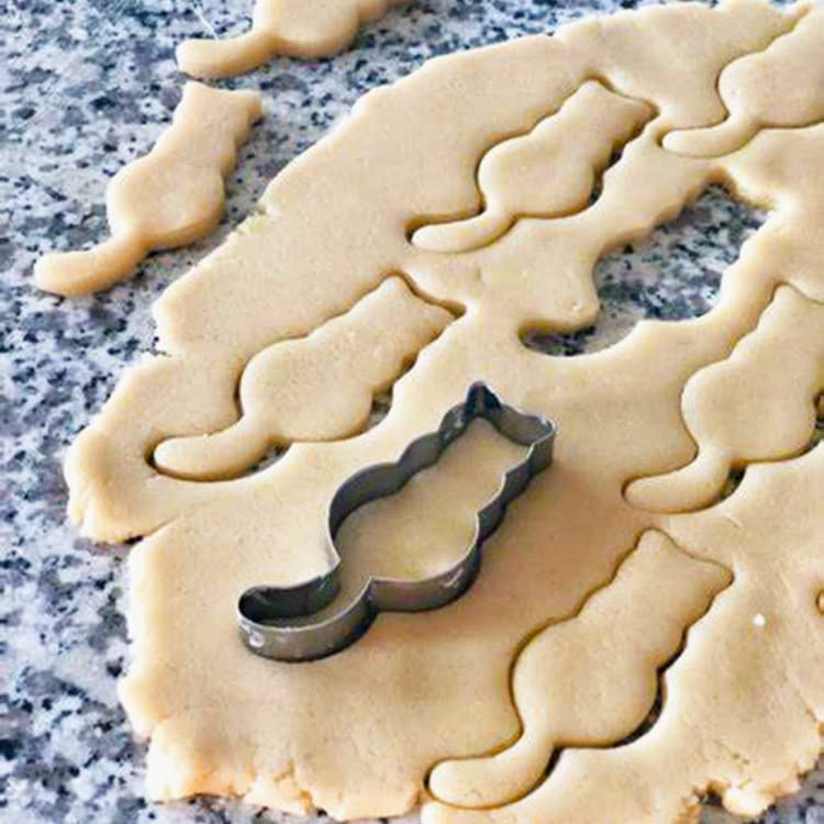 Mrcookie 5Pcs Cat&Mouse Cookie Cutters Set, Stainless Steel Sandwiches Cutter Shapes Biscuit Mold Cookie Cutter For Kids, Sturdy
