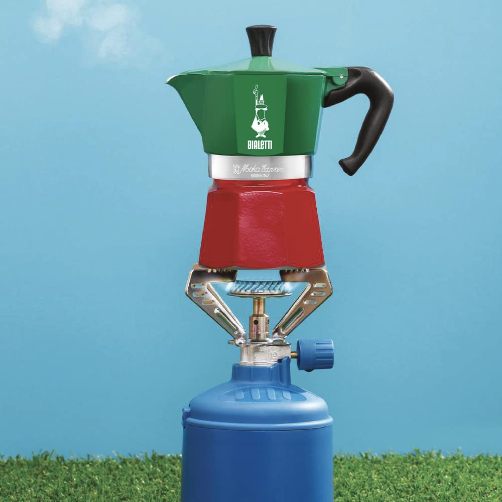 Bialetti - Moka Express Italia collection: Iconic Stovetop Espresso Maker  Makes Real Italian coffee  Moka Pot 6 cups (9 Oz - 270 Ml)  Aluminium  colored in Red green Silver