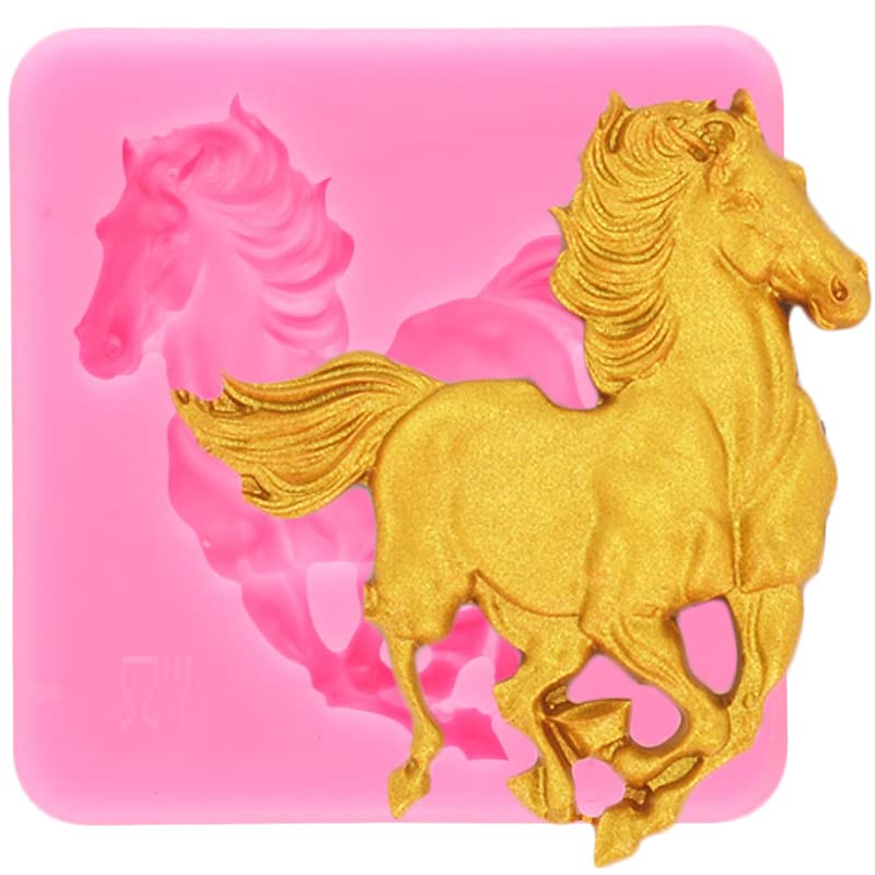 2Pcs Running Horse Silicone Molds For Diy Fondant Candy Making Tools Chocolate Mold Desserts Ice Cube Gum Clay Biscuit Plaster R
