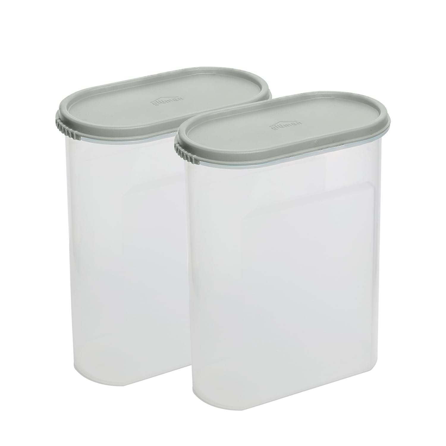 Gluman Modular Plastic Storage Containers With Lid | Airtight | BpaFree | Set Of 2 | 2.8 L (Grey)