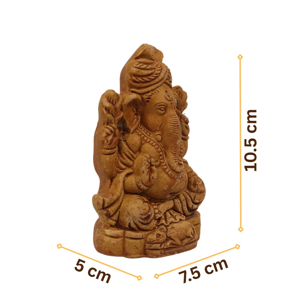 Vasamsa, Ganesha Idol, Eco-Friendly Clay Ganesha Idol For Home Decor, Pooja Room, Handcrafted Ganpati Murti, Small Ganesh Idol |