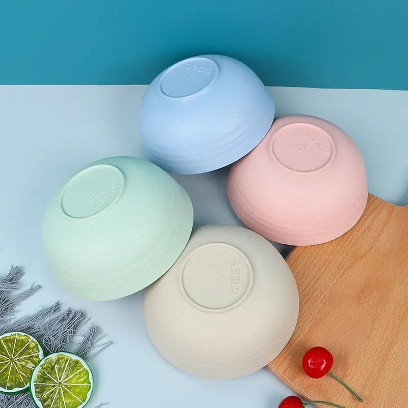 Unbreakable Cereal Bowls, Set Of 4 Dinnerware Wheat Straw Fiber Bowls For Serving Soup, Oatmeal, Pasta And Salad - Microwave And