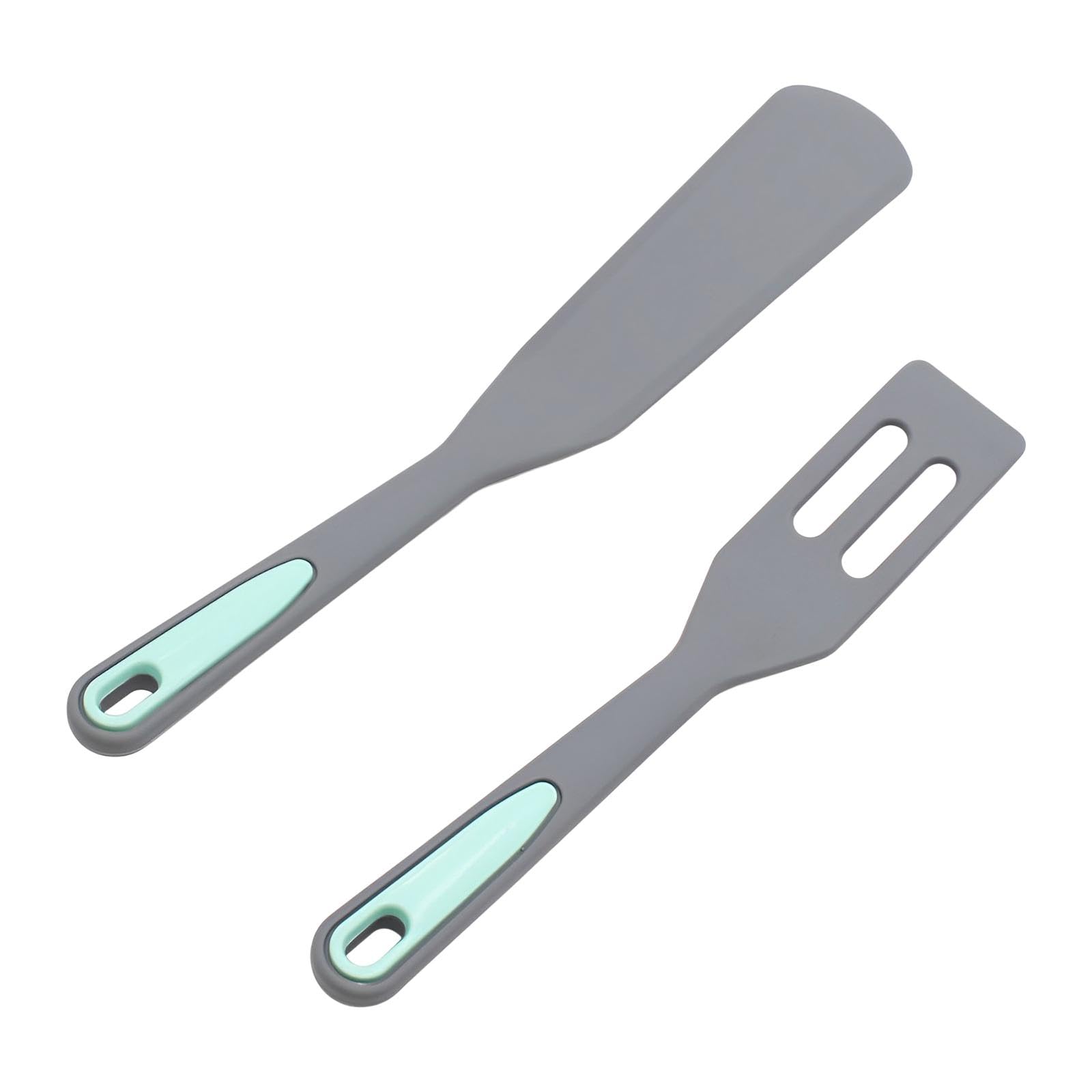 Ujeavette 2X Kitchen Spatulas Silicone Heat Resistant Slotted Spatula And Flat Spatula