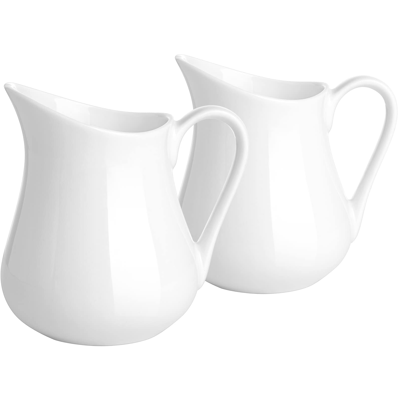 Gurygo 2 Pack 16 Oz Classic White Creamer with Handle- Fine Porcelain White Sauce Pitcher Porcelain Milk Pourer - Ceramic Creame