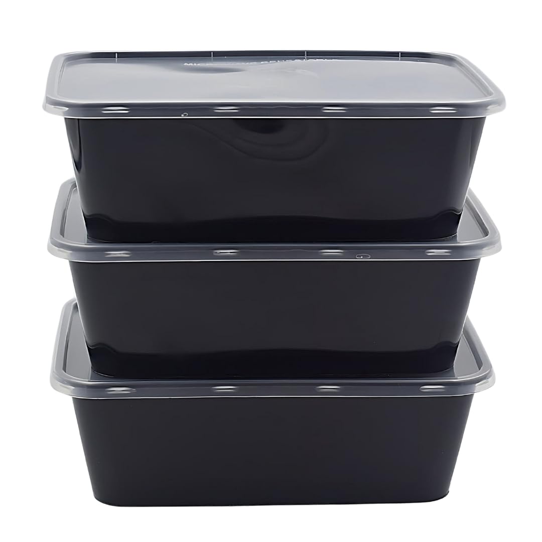 Fresh Seal Reusable Rectangle Plastic Food Storage Containers With Lids- Fridge, Microwave Safe- Ideal For Food Delivery, Kitche
