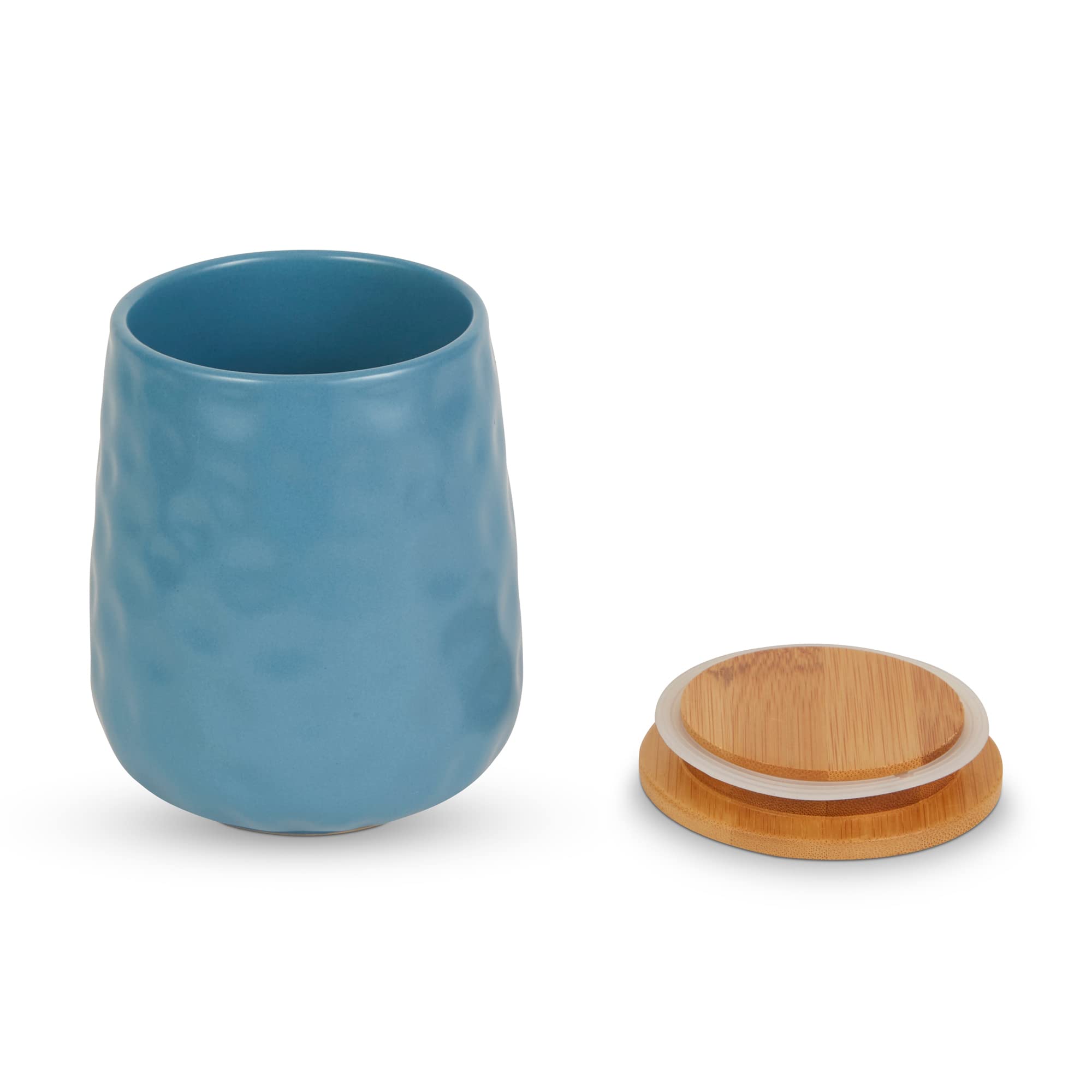 STORM BLUE MATTE DIMPLE TEXTURE CERAMIC CANISTER SET/2