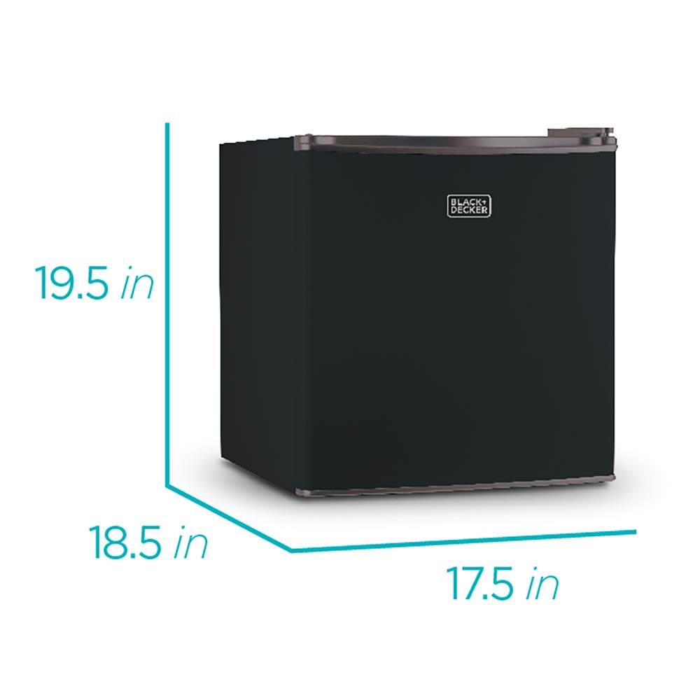 Black+Decker Bcrk17B Compact Refrigerator Energy Star Single Door Mini Fridge With Freezer, 1.7 Cubic Feet, Black