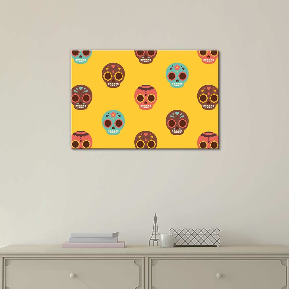 Wall26 - Canvas Print Wall Art - Day Of The Dead (Dia De Los Muertos) Themed Skulls - Gallery Wrap Modern Home Art | Ready To Ha