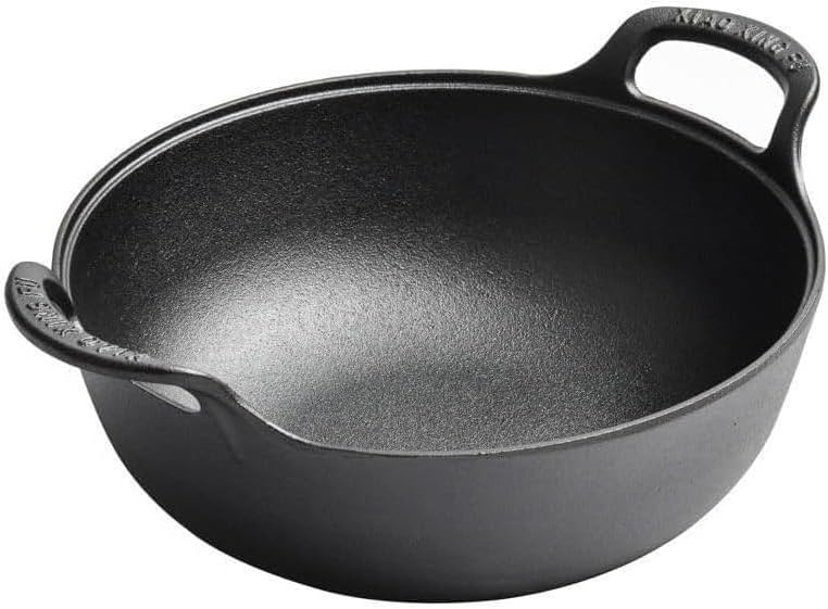 Vonoto Cast Iron Wok With Handles, Pre-Seasoned Cast Iron Grilling Wok, Use In The Oven, On The Stove, Or On The Grill (8 Inch)