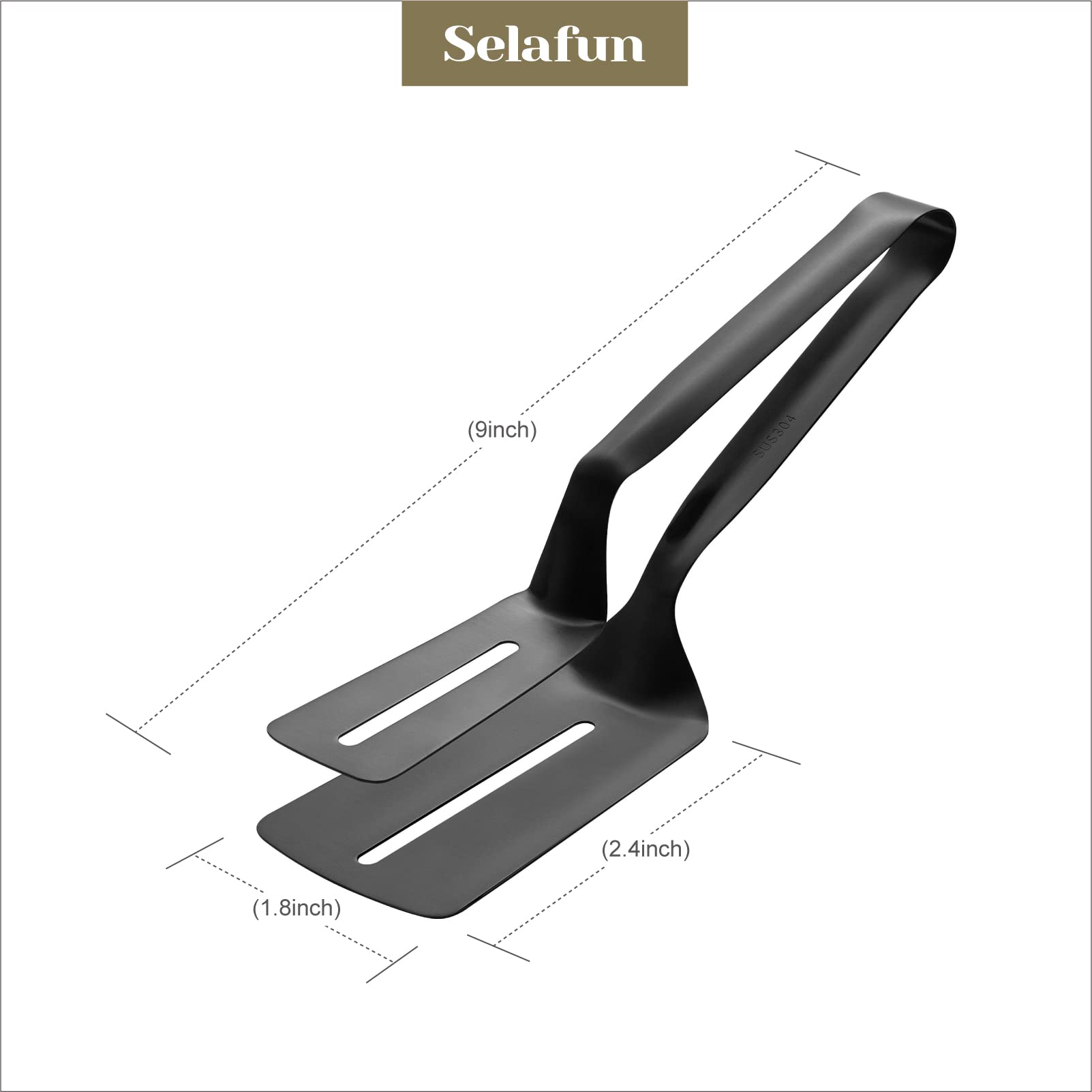 Kitchen Tongs Steak Clamp Bread Tongs 10 Inch Double Spatula Tongs Clip Pizza Clamp Stainless Slotted Multi-Function Food Flippi