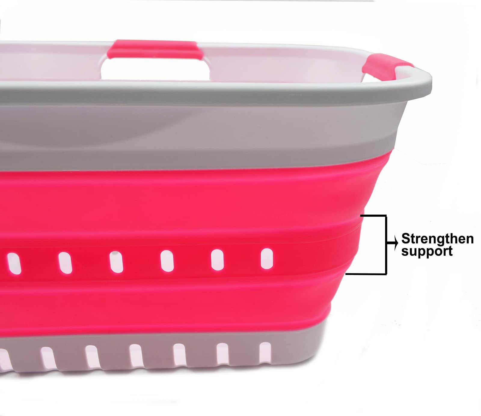 Sammart 30L (8 Gallon) Collapsible 3 Handled Plastic Laundry Basket - Foldable Pop Up Storage Containerorganizer - Portable Wash