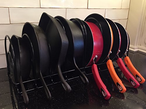 Extreme Matters Heavy-Duty Pots And Pans Organizer | 5-Tier Cookware & Lid Storage Rack | Free-Standing Or Wall-Mount | Kitchen