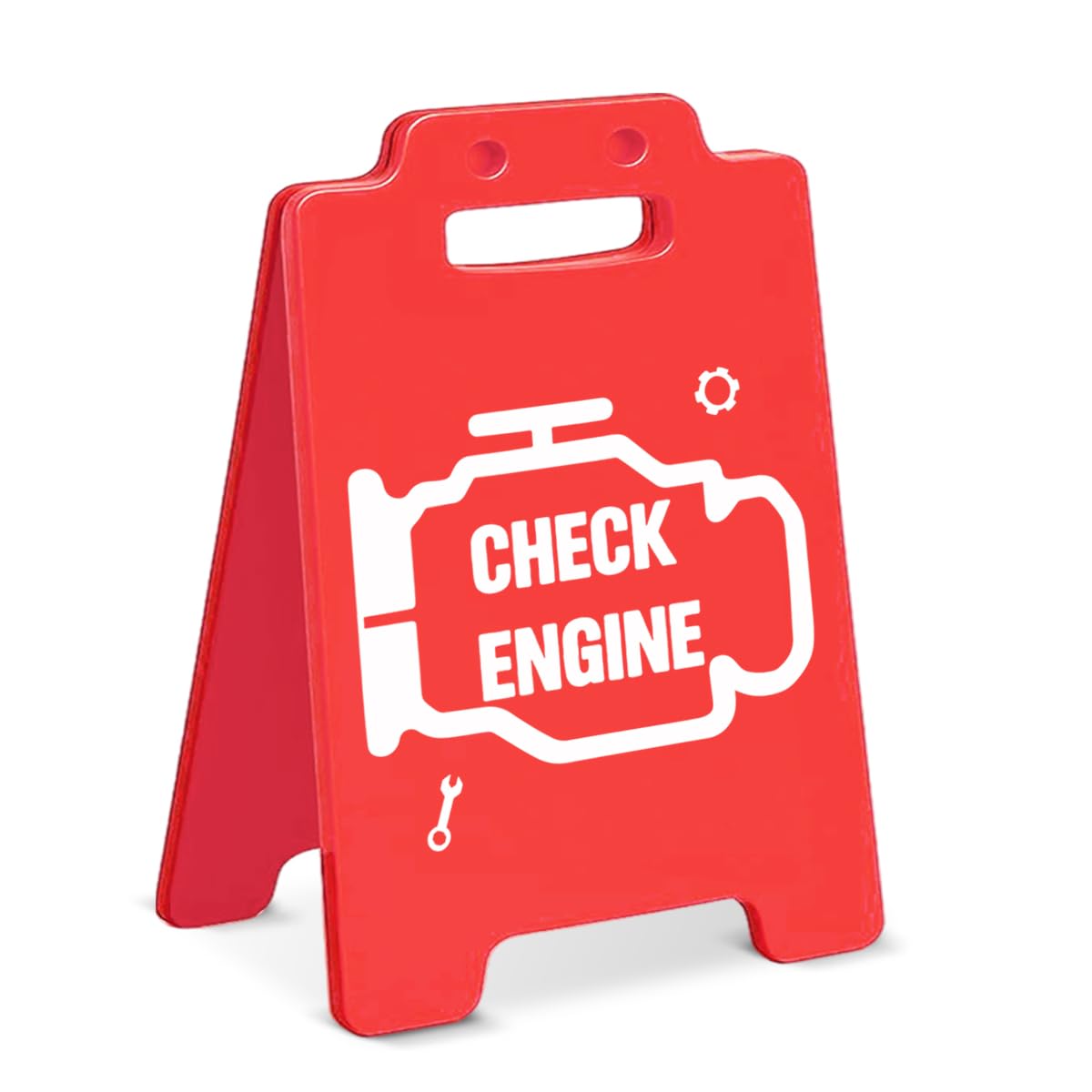 Funny Engineer Office Desk Decor Sign - Check Engine Desk Sign for Man Cave Garage Repair Shop Workshop - Funny Gifts for Engine