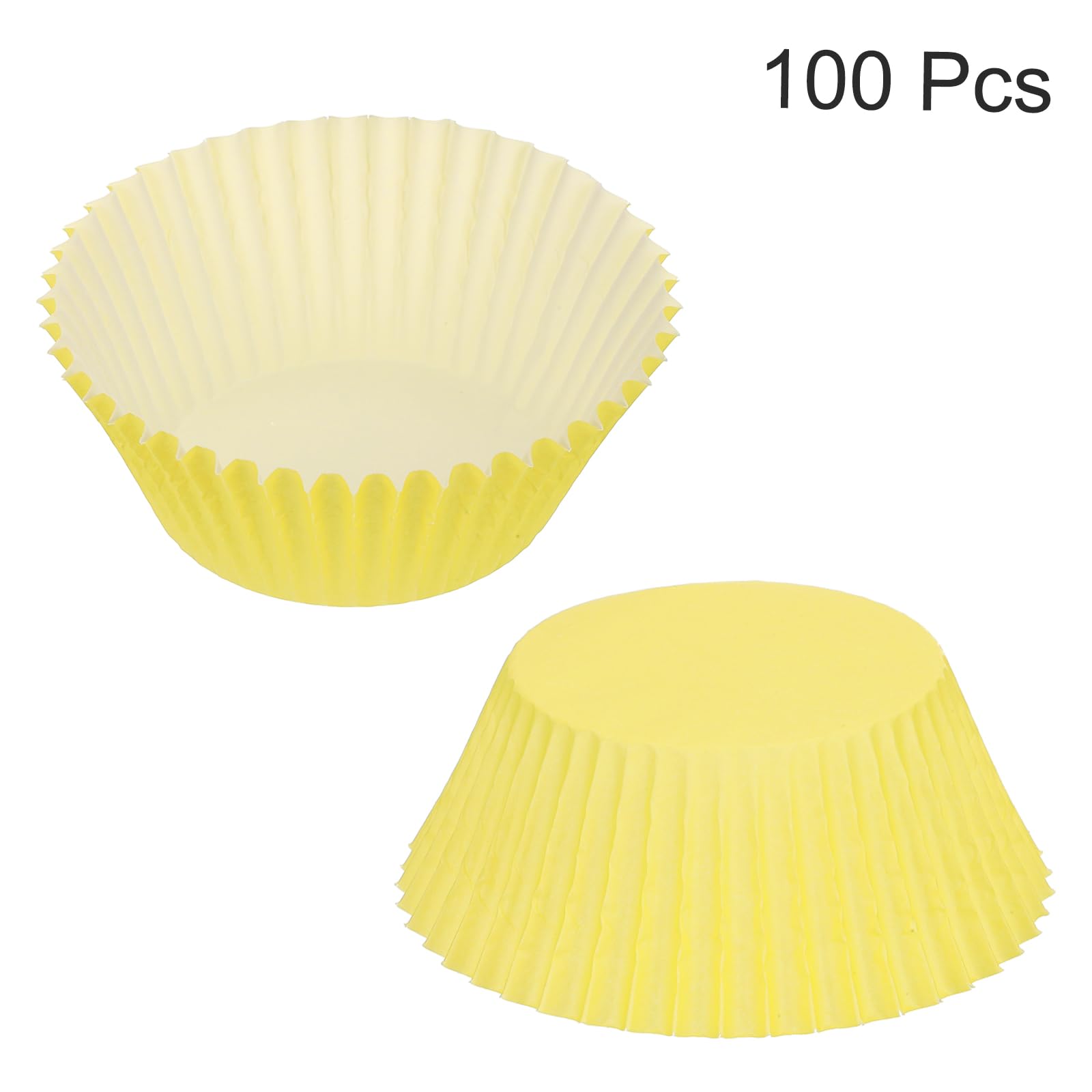 Uxcell 100 Pcs Cupcake Liners, Muffins Paper Baking Cups Wrappers Standard Greaseproof For Baking Cupcake Wrapper, Yellow