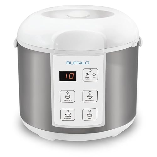 Buffalo Classic Rice Cooker With Clad Stainless Steel Inner Pot (5 Cups) - Small Electric Rice Cooker For Whitebrown Rice, Porri