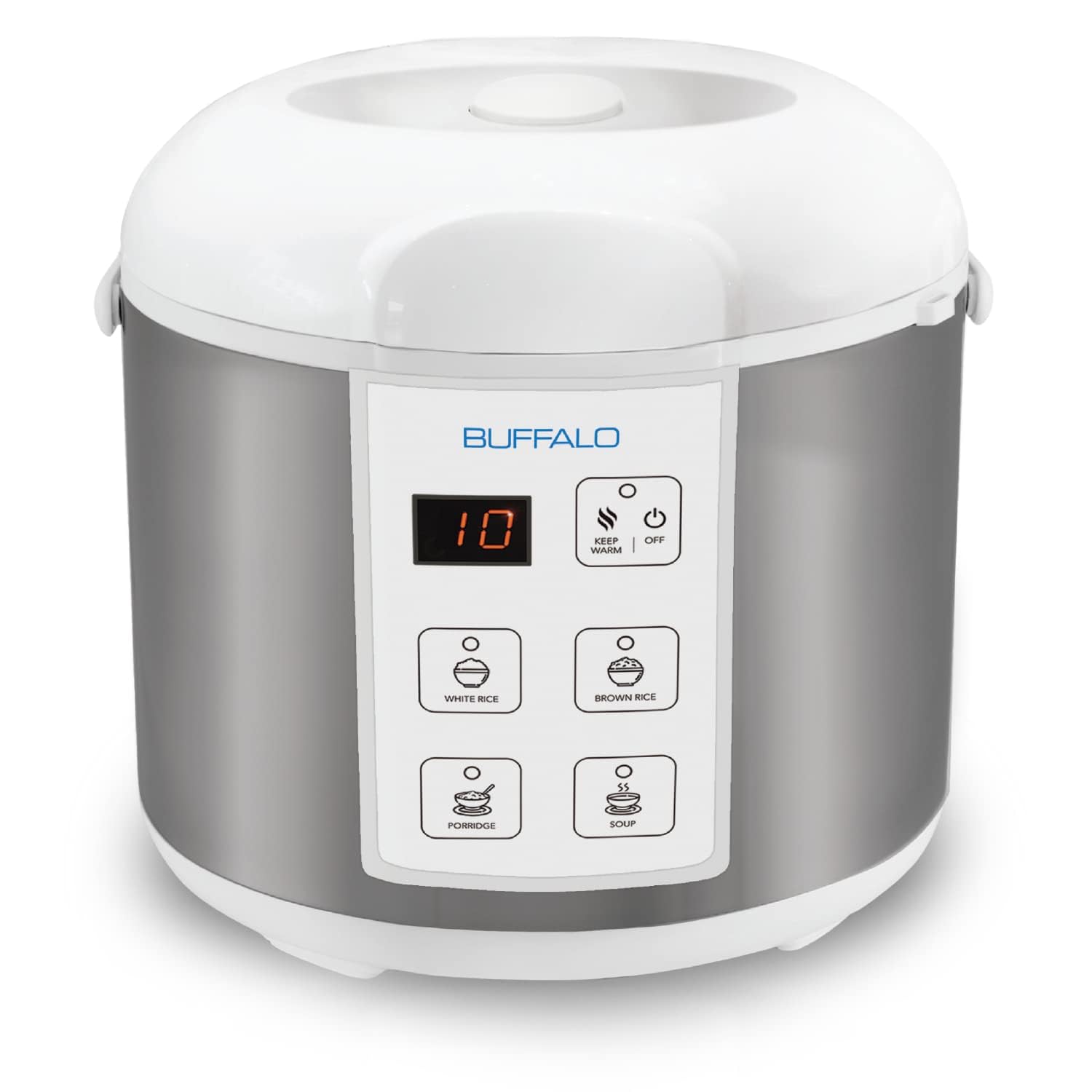 Buffalo Classic Rice Cooker With Clad Stainless Steel Inner Pot (5 Cups) - Small Electric Rice Cooker For Whitebrown Rice, Porri