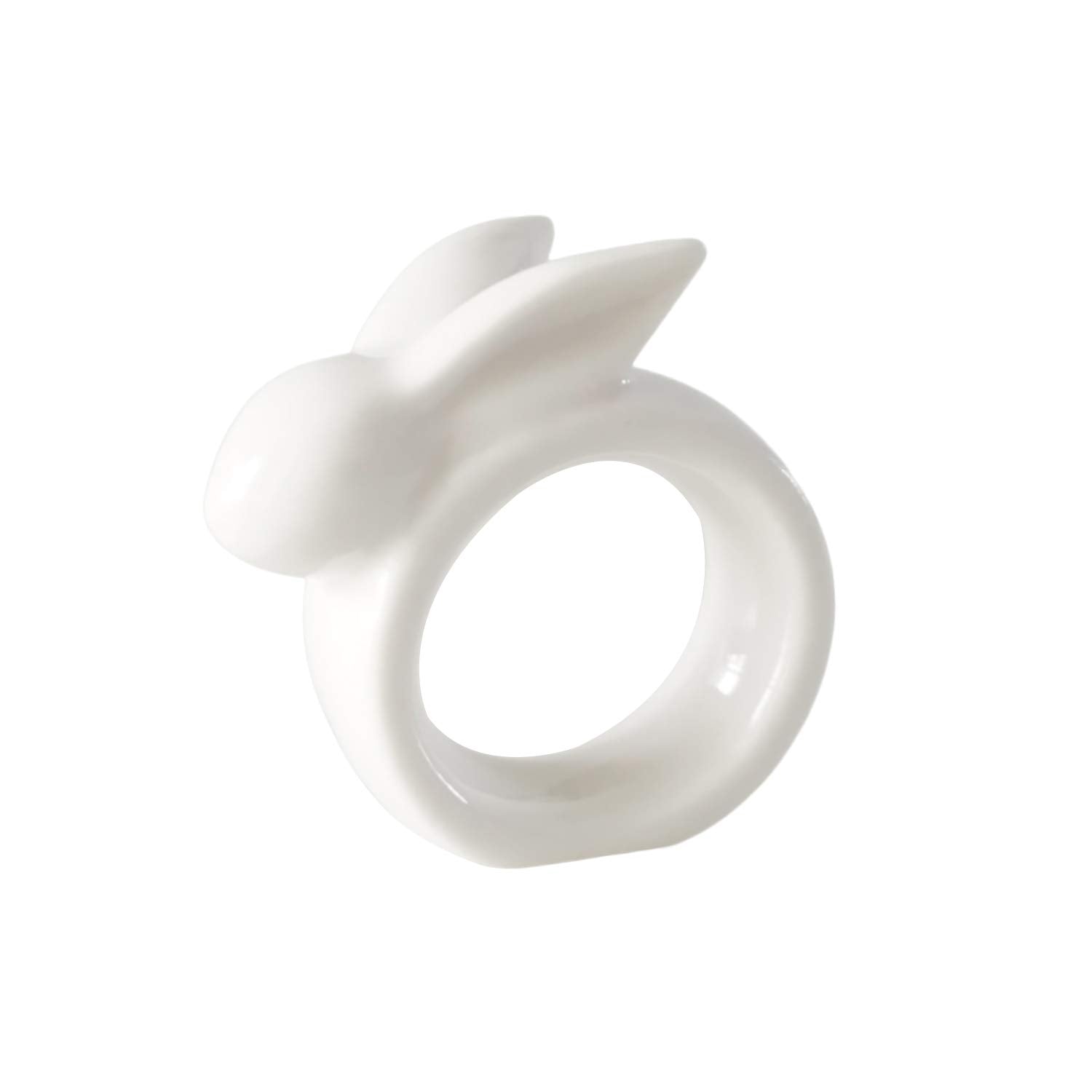 Easter Rabbit Porcelain Napkin Rings, Set Of 4 Vintage White Bunny Ceramic Napkin Rings For Easter Dinner Weddings Parties, Hand