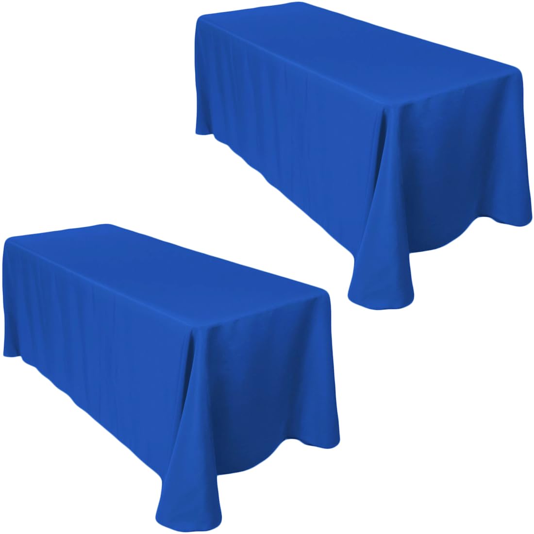 Ltc Linens 2-Pack Rectangular Tablecloths 90 In X 132 In With Rounded Corners - Royal Blue Table Cloths For 6 Ft Rectangle Table