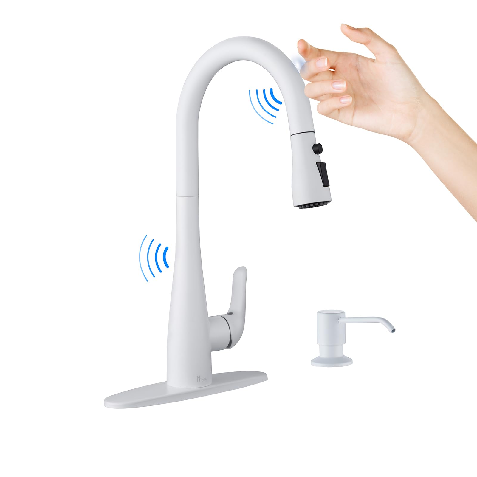 Hghgk Touch On Kitchen Faucet With Soap Dispenser And Pull Down Sprayer - Single Handle Kitchen Sink Faucet, 1 Or 3 Hole Design