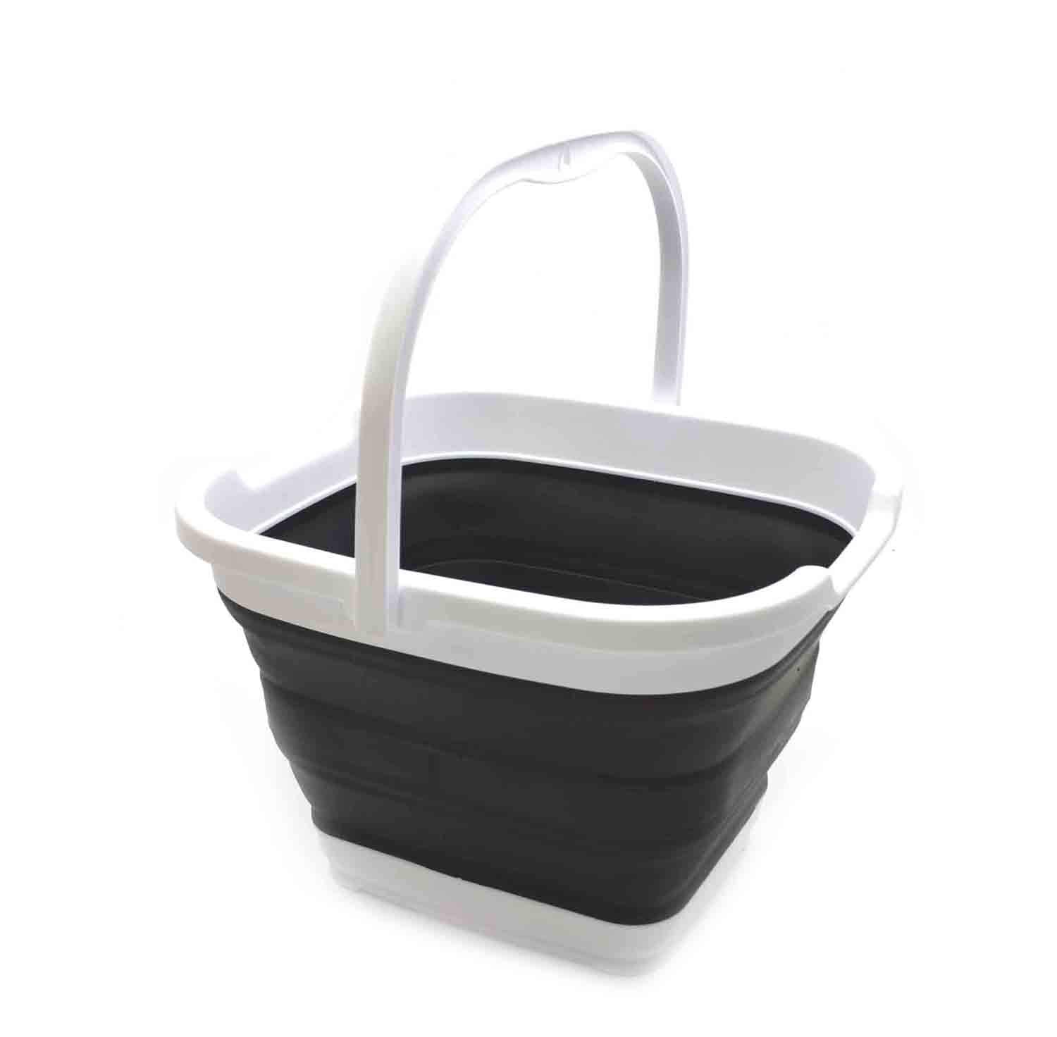 Sammart 10L (2.64 Gallon) Collapsible Rectangular Handy Basket/Bucket (Black, 1)