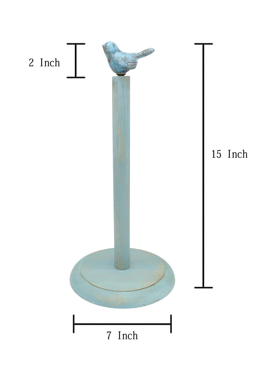 Bird Design Wood Paper Towel Holder Stand Up Paper Towel Holder, Easy One-Handed Tear Kitchen Paper Towel Dispenser With Weighte