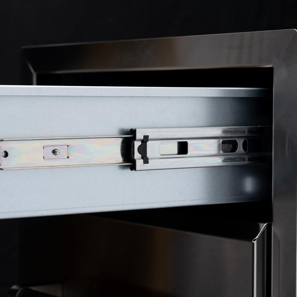 Spire Vertical Double Drawers (5''/10''), Stainless Steel, Universal Mount, Slideable Drawers, Perfect For Outdoor Kitchens, Gri