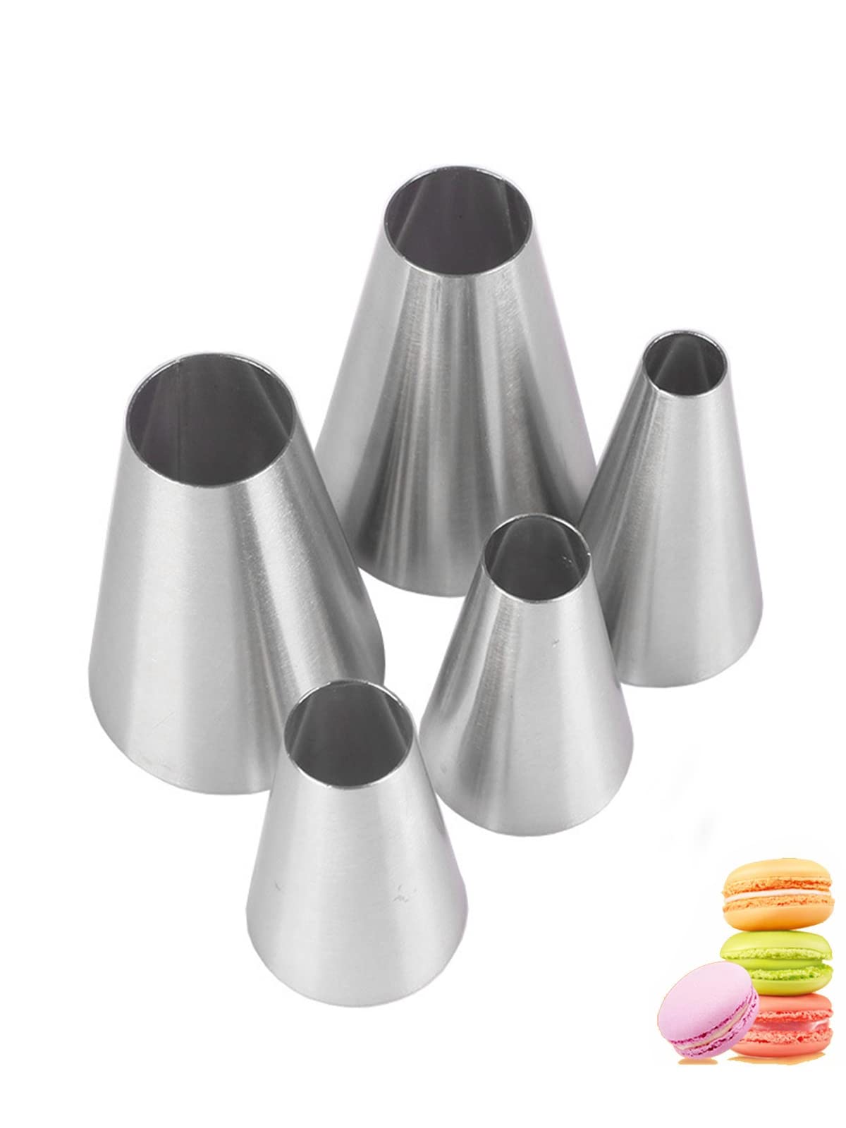 Macaron Piping Tips Set,Large Round Icing Tips,Round Frosting Tips Cream Icing Nozzles For Cupcakes Cookies Cake Baking Supplies