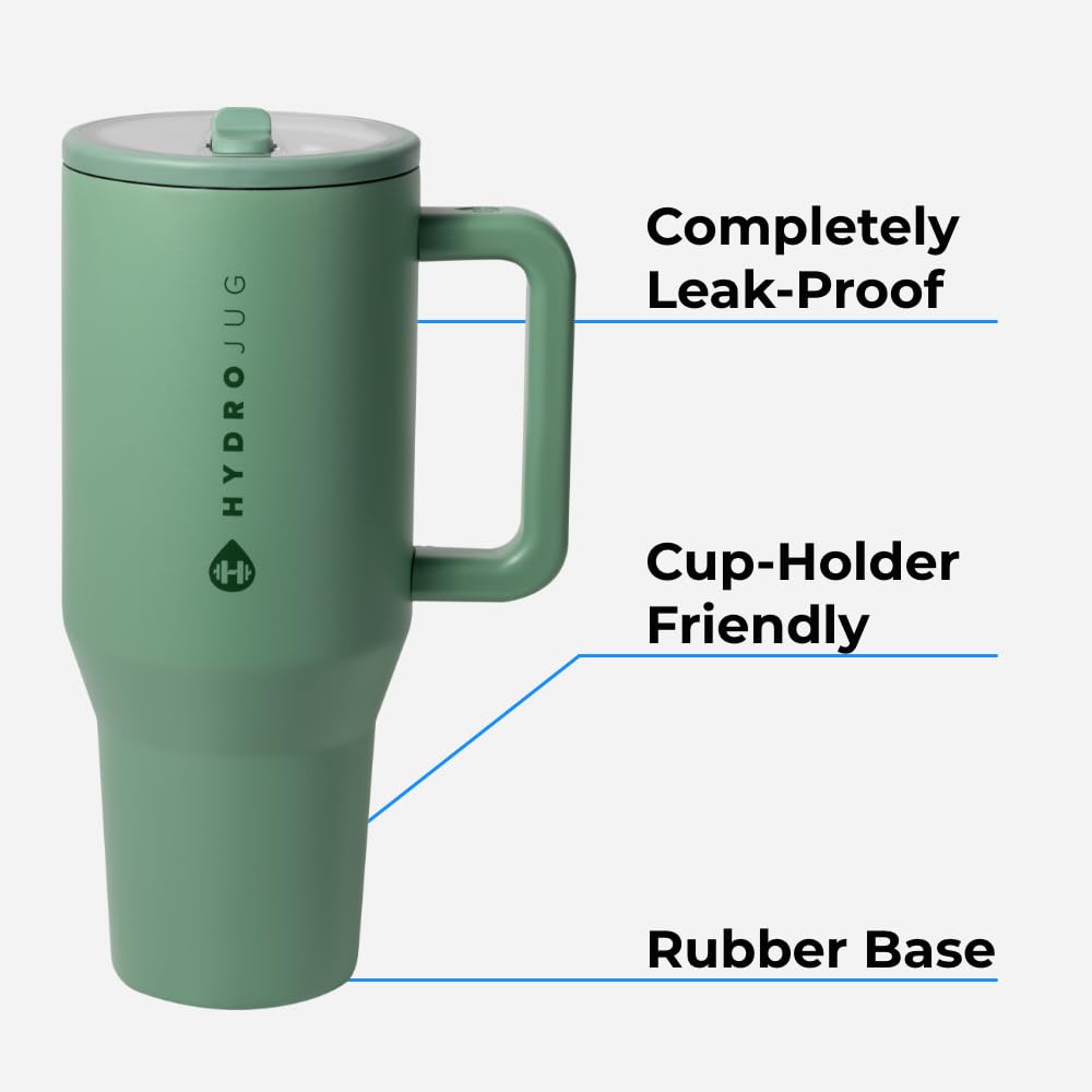 HydroJug 40 oz Water Bottle - Stainless Steel, Pink Sand, Leak Resistant, Fits Cup Holder, Model CUPPNK
