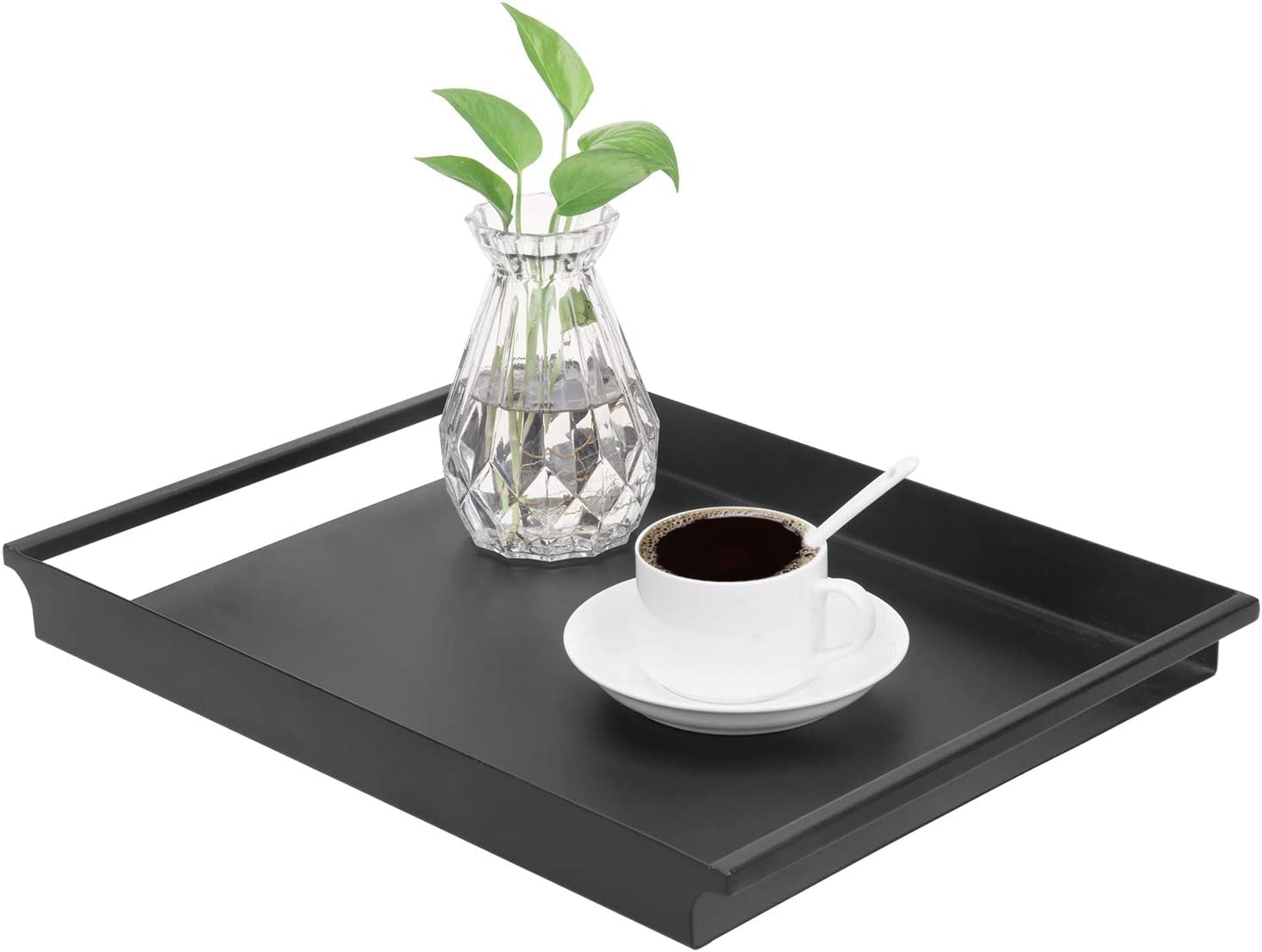 Indian Decor 20893 Antique Inspired Metal Serving And Decorative Tray With Light GoldTone Finish  Black