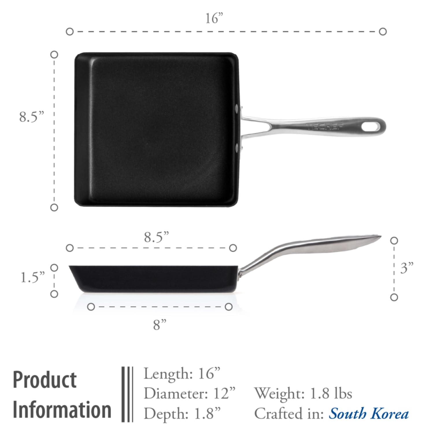 Techef - Onyx Collection, Nonstick Tamagoyaki Japanese Omelette Pan/Egg Pan (Pfoa Free), Made In Korea