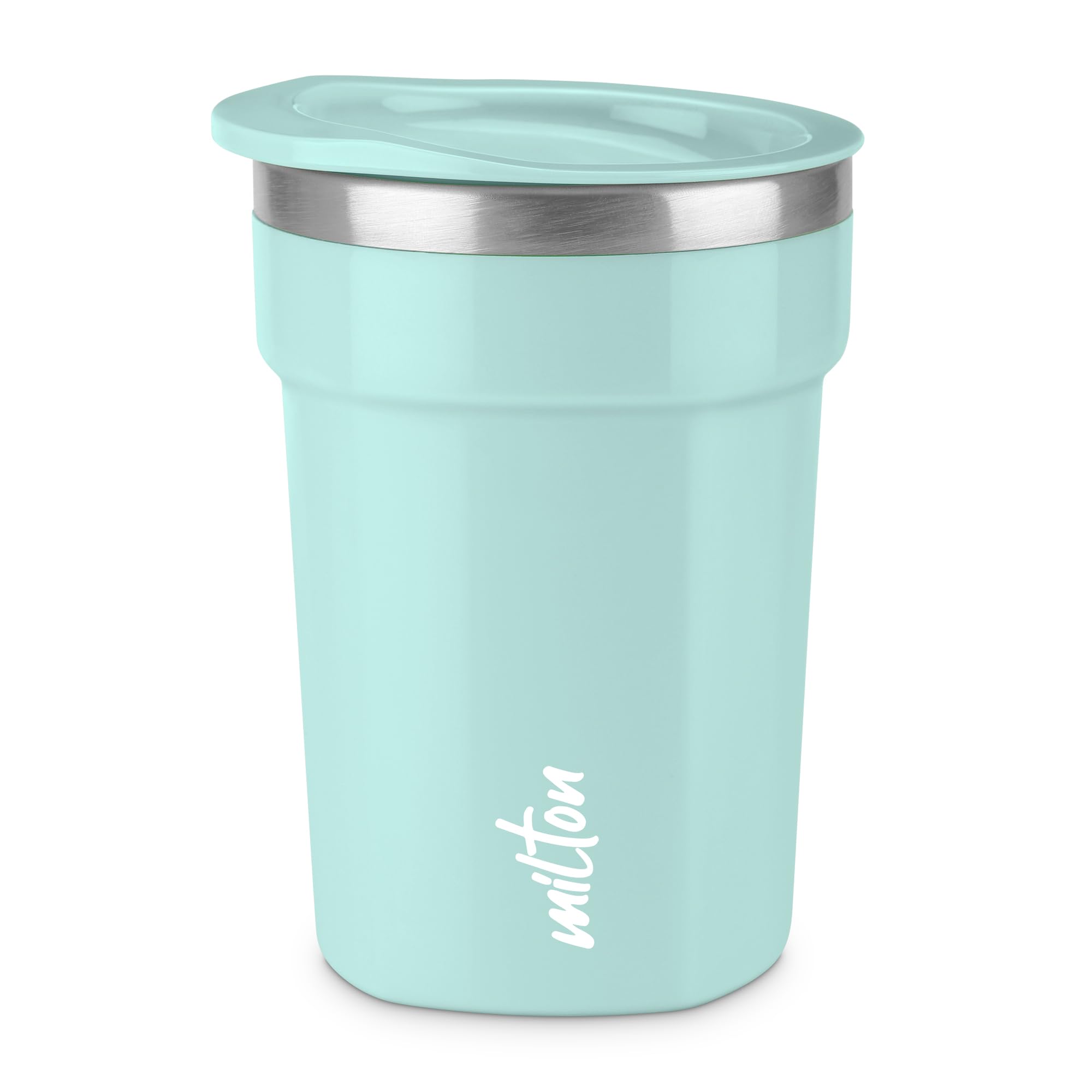 MILTON Cool Touch Deccan Coffee Mug 350 Double Walled 330 ml Inner Stainless Steel Tea Mug with Lid, Coffee Mug Travel Tea Cup, 