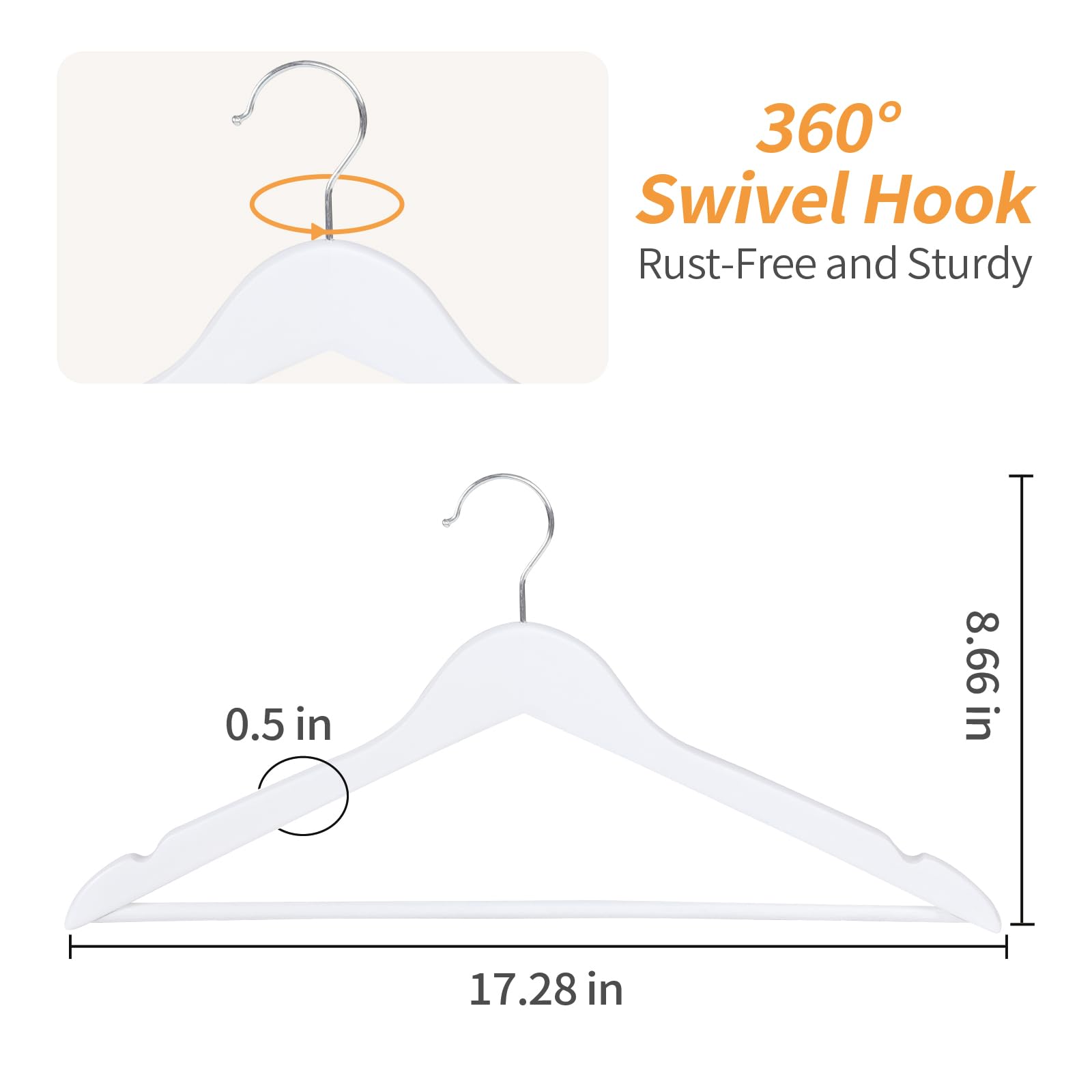 Amazon Basics Wood Suit Clothes Hangers - White, 20-Pack