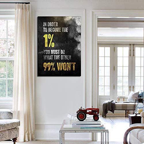 Kailefu-1% Entrepreneur Motivational Canvas Wall Art -Inspirational Wall Art Poster Quotes - Canvas Artwork Picture Print Framed