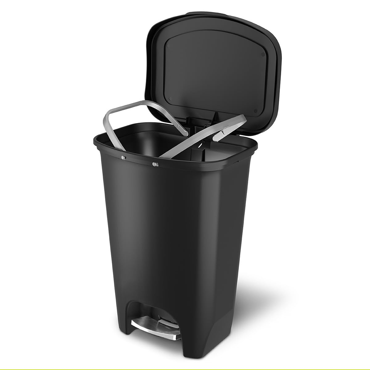 Glad 13 Gallon Trash Can - Plastic Kitchen Waste Bin With Odor Protection Of Lid, Premium Stainless Steel Step On Foot Pedal And