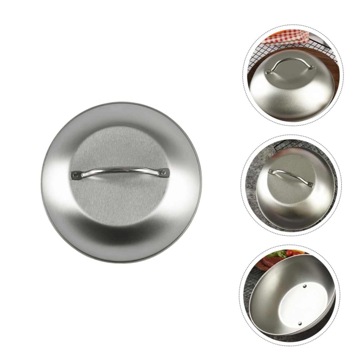 Yardwe - Proof Meal Cover Stainless Steel Plate Cover Microwave Food Cover Round Steaming Cover Food Splatter Covers For Kitchen