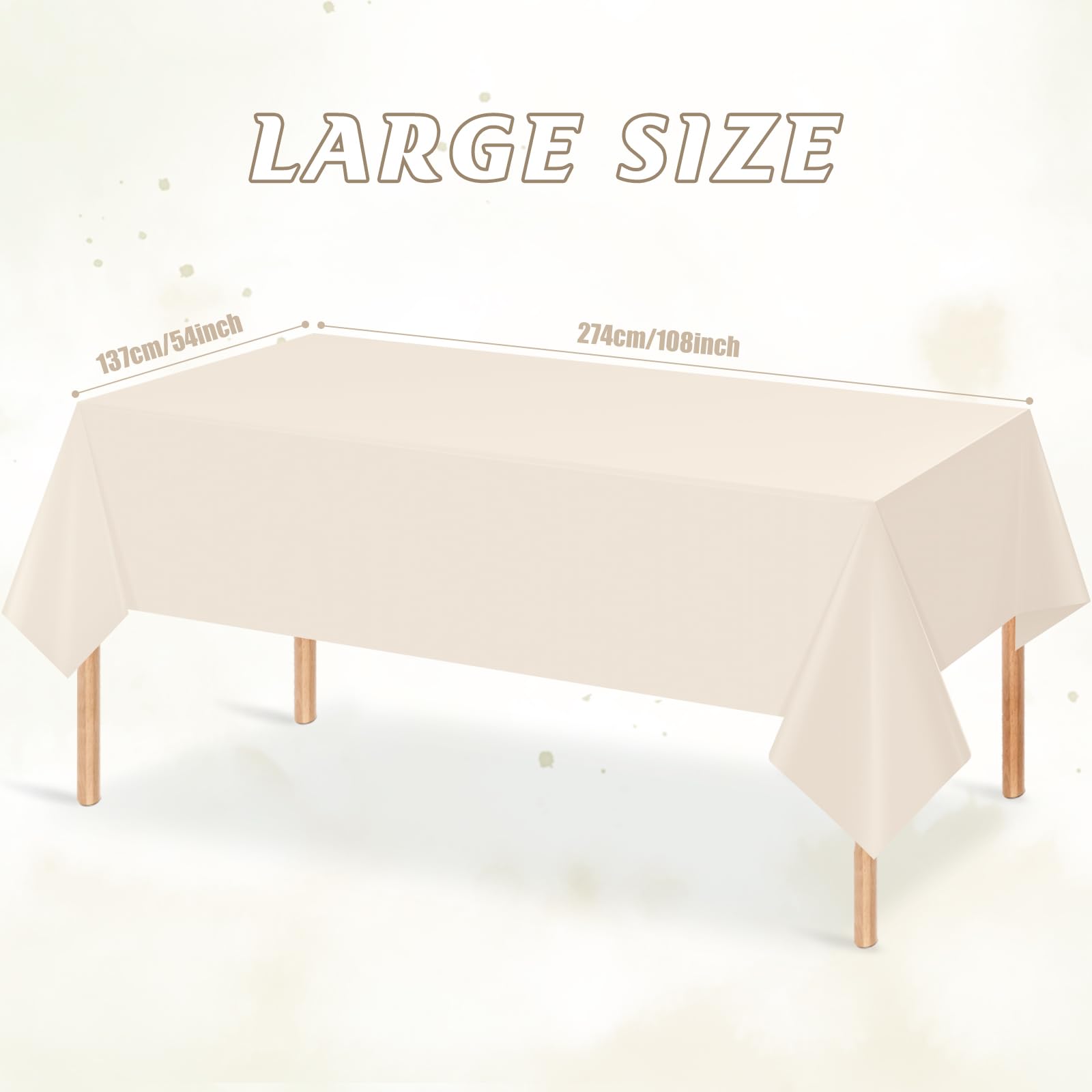 YIDAKO 6Pcs Brown Plastic Tablecloths for Rectangle Tables,Disposable Chocolate Table Cloth,Waterproof Tan Table Cover for Fall
