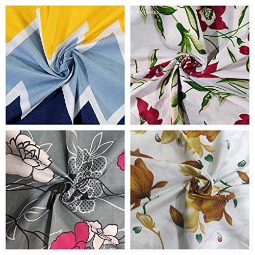 Vas Collection 144 Tc Microfiber Double Bedsheets Combo Pack Of 4 Bedsheet With 8 Pillow Covers (6X7 Feet Bed, 225X220 Cm,Red,Bl