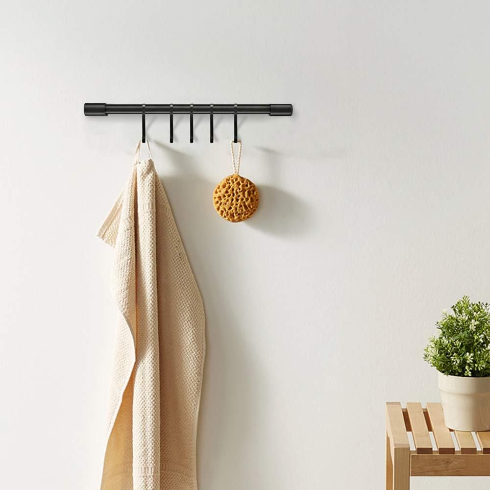 Miaohui Kitchen Rail With Hooks, Pan And Pot Hangers For Kitchen Wall Mount, Kitchen Utensil Rack With Removable S Hook, Aluminu